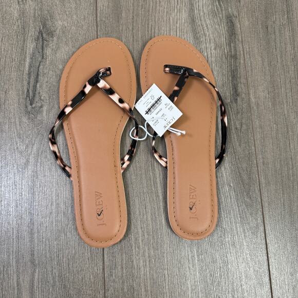 J.Crew Easy Summer Flip Flop Sandals WMNS 8M Tortoise Shell Flat Slip-On Casual - Picture 4 of 6